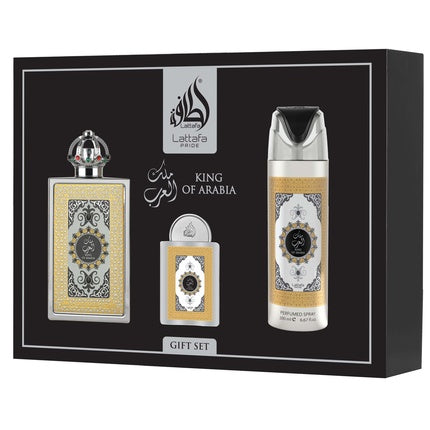 Lattafa Pride King Of Arabia Giftset Eau De Parfum 100ml + 20ml + Deodorant 200ml Men Fragnance