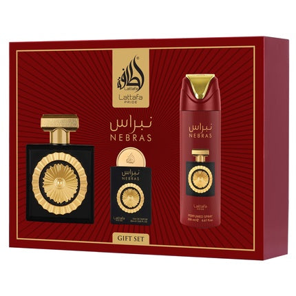 Lattafa Pride Nebras Giftset Eau De Parfum 100ml + 20ml + Deodorant 200ml Unisex Fragnance