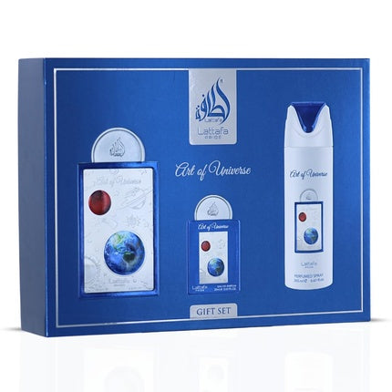 Lattafa Pride Art of Universe Giftset Eau De Parfum 100ml + 20ml + Deodorant 200ml Men Fragnance