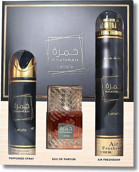 Lattafa Edp Khamrah & Perfumed Spray Gift Set - 200ml Perfume And 300ml Air Freshener