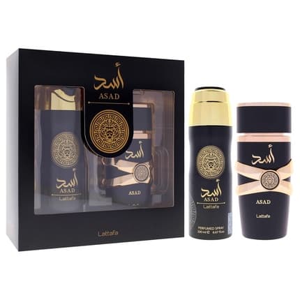 Lattafa Asad Gift Set with 100ml EDP and 200ml Perfumed Spray - Pack of 2