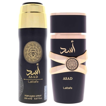 Lattafa Asad Gift Set with 100ml EDP and 200ml Perfumed Spray - Pack of 2