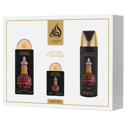 Lattafa Pride Artisan Ethnique Giftset Eau De Parfum 100ml + 20ml + Deodorant 200ml Unisex Fragnance