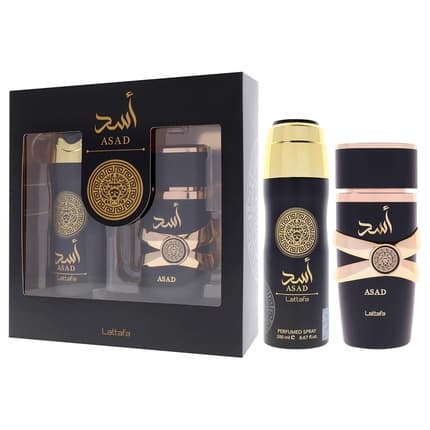 Lattafa Asad Gift Set with 100ml EDP and 200ml Perfumed Spray - Pack of 2