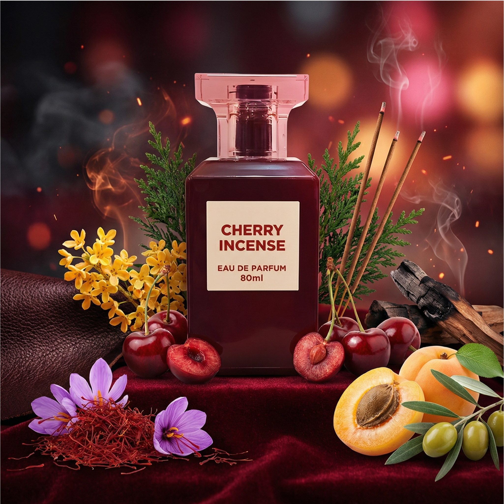 Fragrance World Cherry Incense d Water Unisex Arabic and Eau de Parfum 80ml Unisexe