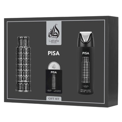 Lattafa Pride Pisa Giftset Eau De Parfum 100ml + 20ml + Deodorant 200ml Men Fragnance