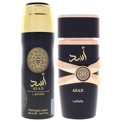 Lattafa Asad Gift Set with 100ml EDP and 200ml Perfumed Spray - Pack of 2