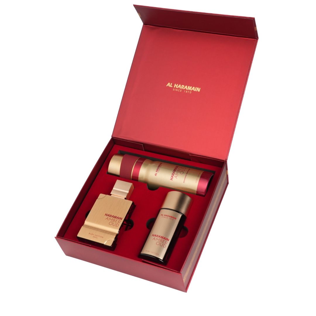 Al Haramain Haramain Amber Oud Ruby Edition Gift Set Edp 75ml Edp 30ml Fragrance Mist 250ml